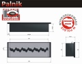 rysunek wymiarowo-poglądowy kompletu palnik fala 400 ze szczeliną płomieniową w kształcie fali produkcji polskiebiokominki.pl