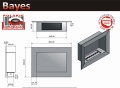 Rysunek poglądowo-wymiarowy biokominka model Bayes Inox LV produkcji polskiebiokominki.pl
