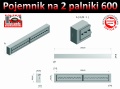 Rysunek poglądowo-wymiarowy Pojemnika z dwoma palnikami 600 produkcji polskiebiokominki.pl