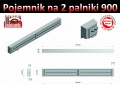Rysunek poglądowo-wymiarowy Pojemnika z dwoma palnikami 900 produkcji polskiebiokominki.pl
